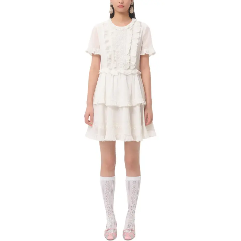 Valentino SS25 Short Sleeved Dress Women's White-1