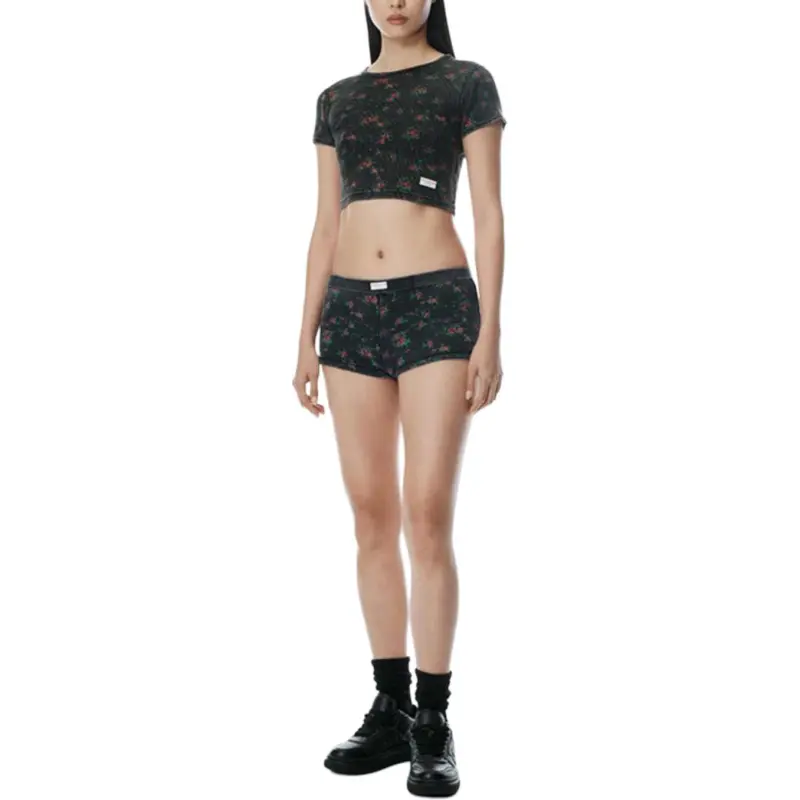 Alexander Wang Bodywear Series SS25 Casual Shorts Women's Washed Black-1