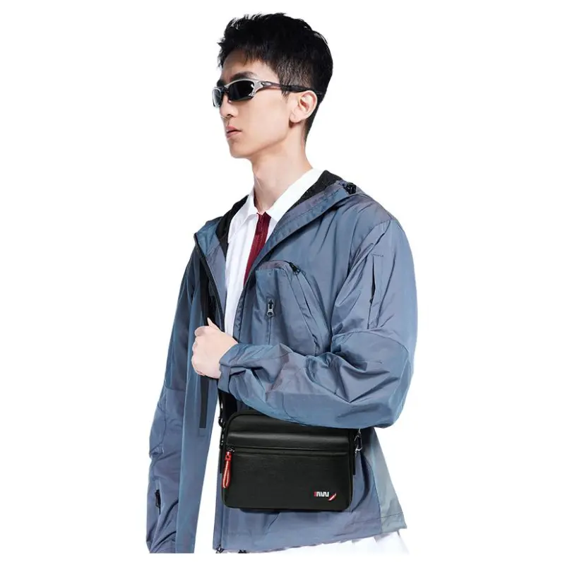 SEPTWOLVES Cow Leather Shoulder Bag Unisex Black-1