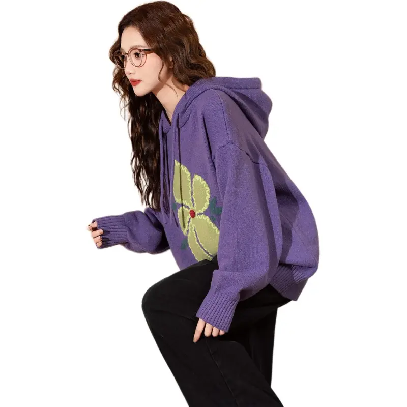 Tonlion Sweater Women's Plum Blossom Purple-1