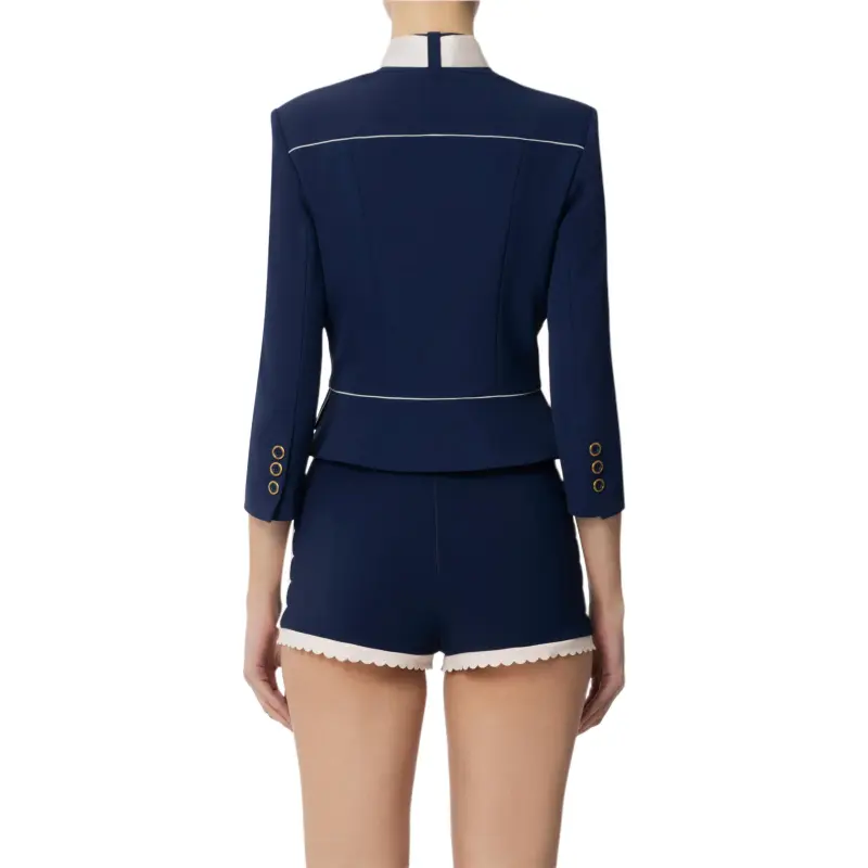 Elisabetta Franchi Two Tone Foulard Scarf Detailed Crêpe Jacket-1