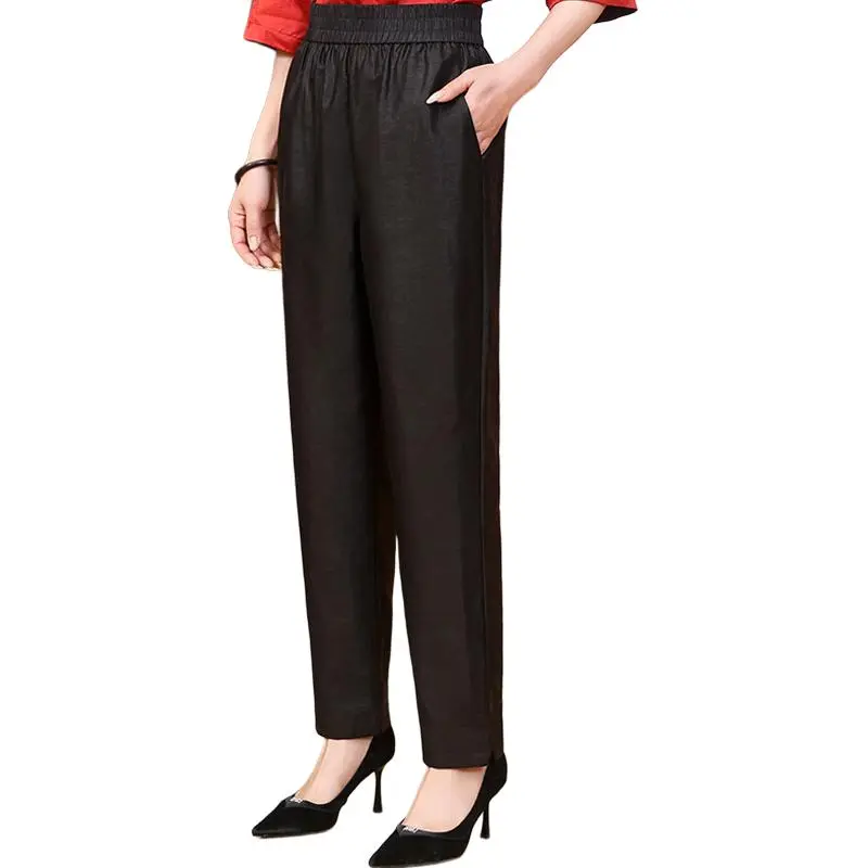 Yi Mengyuan Silk Casual Pants Women's Black-1