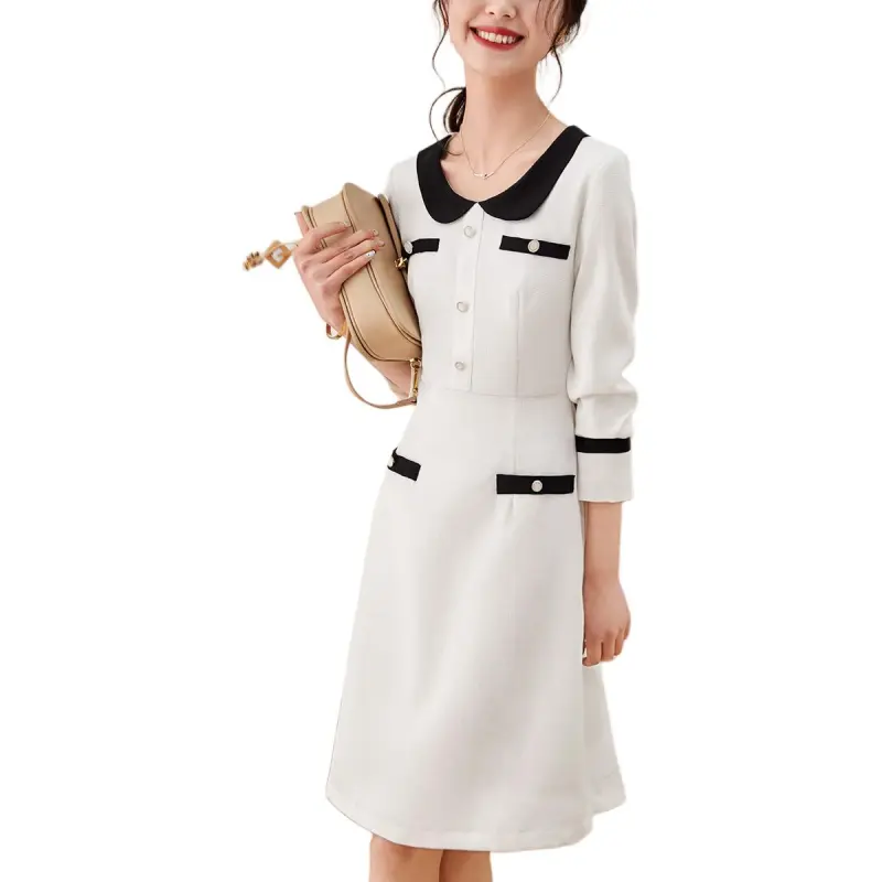 Mo Han Yi Mei Long Sleeved Dress Women's Pearl White-2