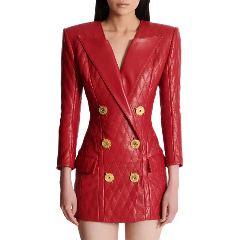 BALMAIN Short Quilted Leather Dress-2