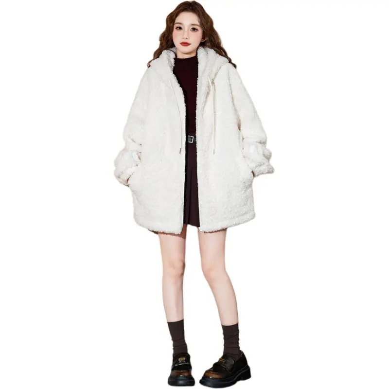 Tonlion Velvet feel Coat Women's Ecru-1