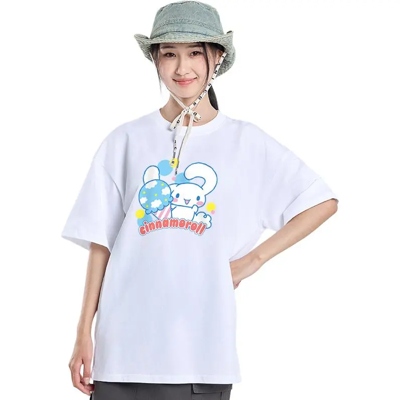 Sanrio x CINNAMOROLL Yugui Dog T Shirt Unisex White Heather Gray-2