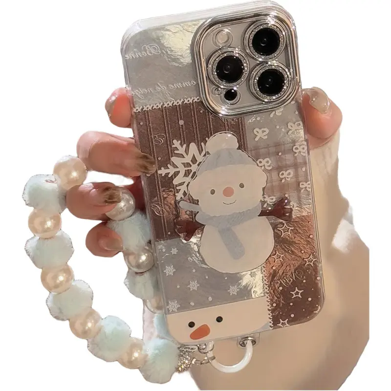 QIZHENG TPU Material Snowman Plaid Patchwork Phone Case Compatible With Apple 16 Pro Max/15/14/13/12/11-1