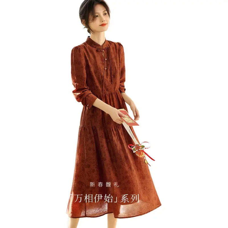 XWI Long-Sleeved Dresses Women's Deep Red-3