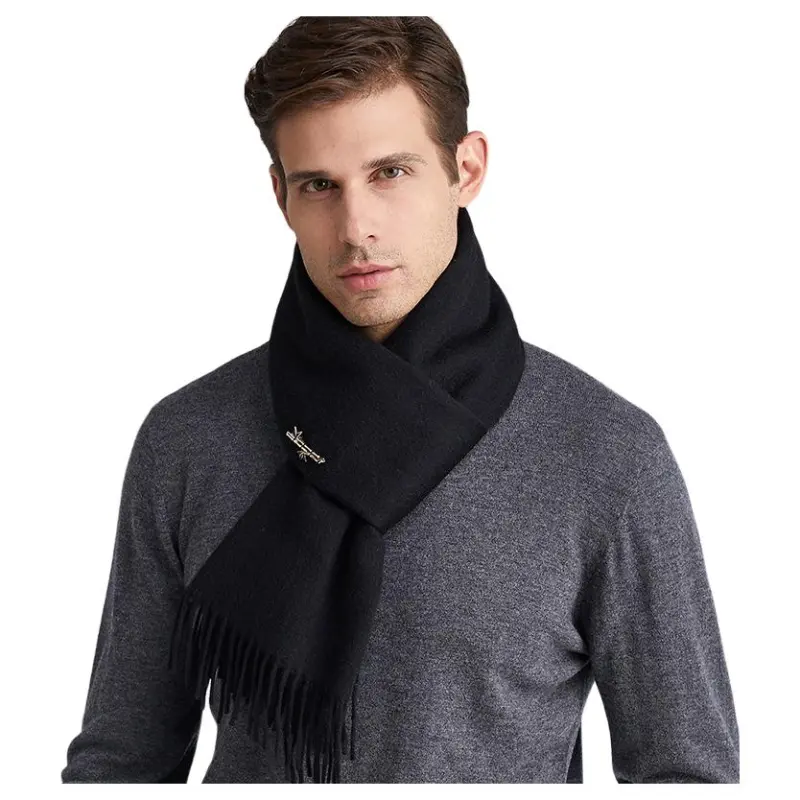 H YXIANG Cashmere Scarves Men's-12