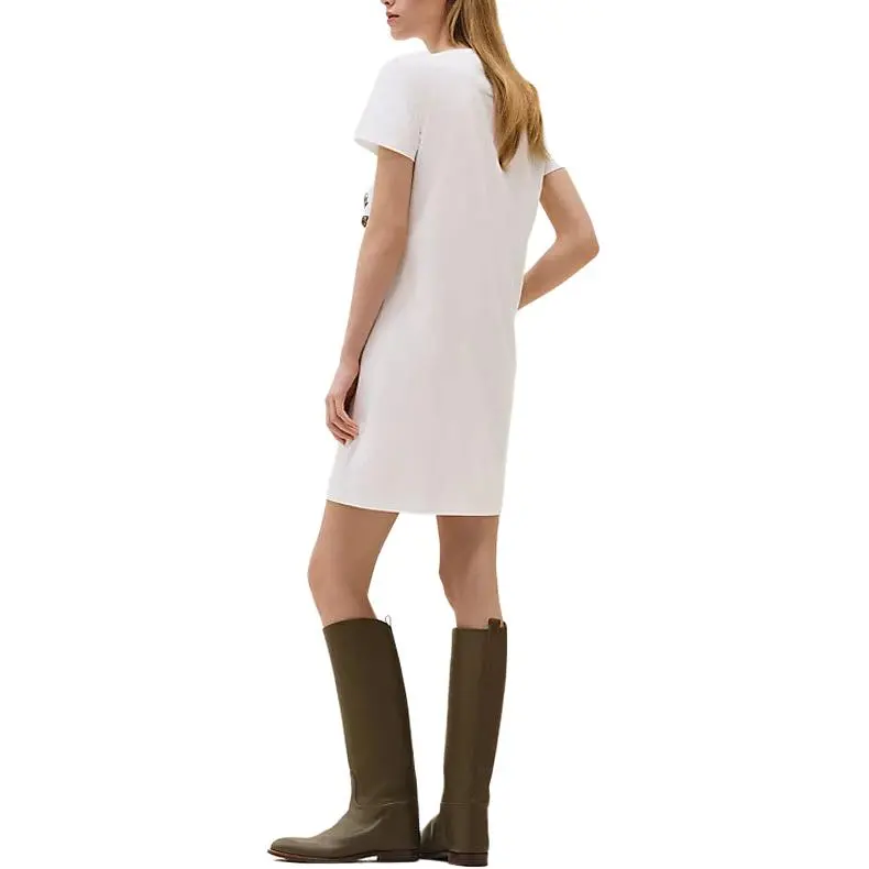 HERMES Short Sleeved Dress Women's White-1