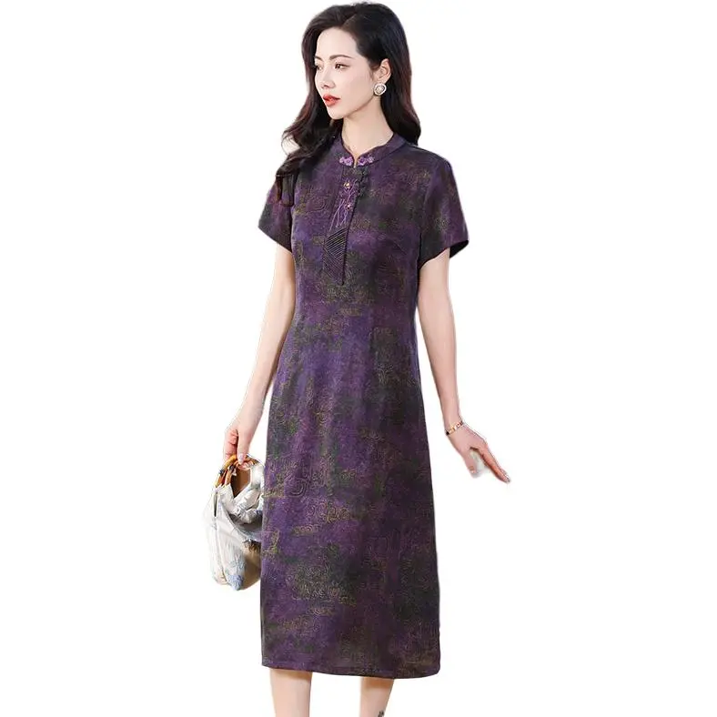 Yi Mengyuan Silk Short Sleeved Dress Women's-5
