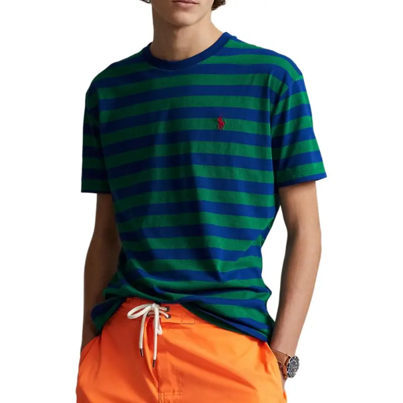 Polo Ralph Lauren T Shirts Men Blue Green Stripes-2