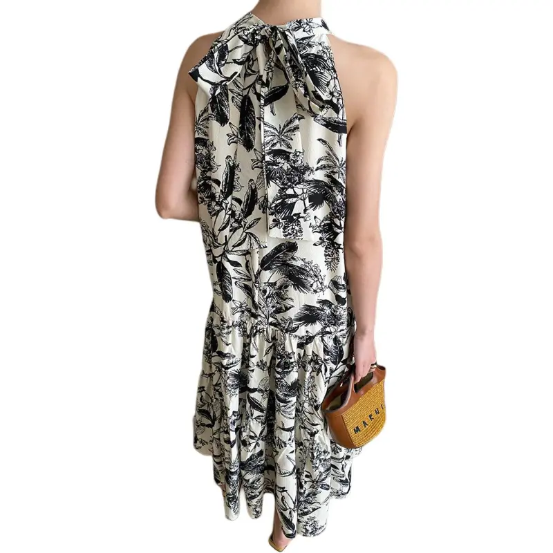 Mu Qingqing Slip Dresses Women's Beige With Floral[Dress]-1