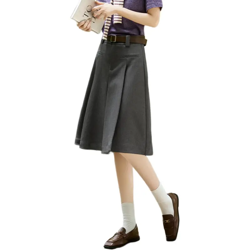 XWI Casual Long Skirts Women's Gray-3