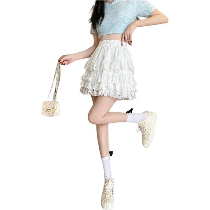 GOSO Casual Short Skirts Women's White-3