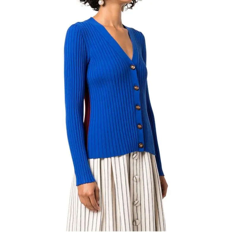 TORY BURCH Color Block Ribbed Cardigan-3