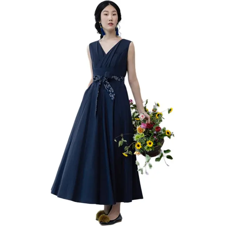 A LIFE ON THE LEFT Sleeveless Dress Women's Navy Blue-1
