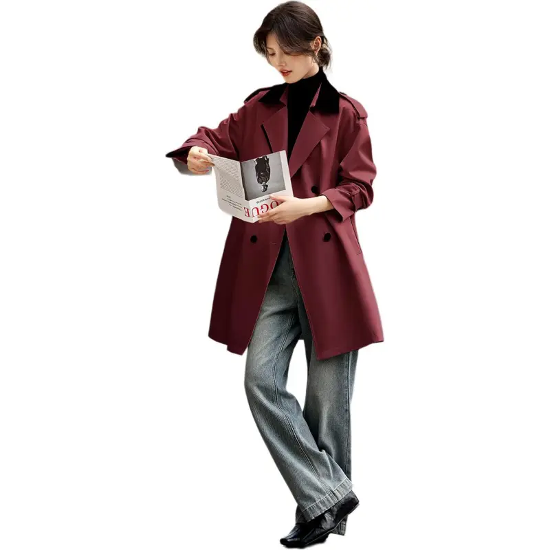 XWI Trench Coats Women's Maroon-2