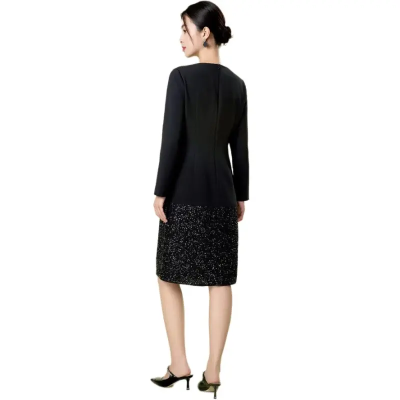BBLLUUEE Long Sleeved Dress Women's Ink Black-1