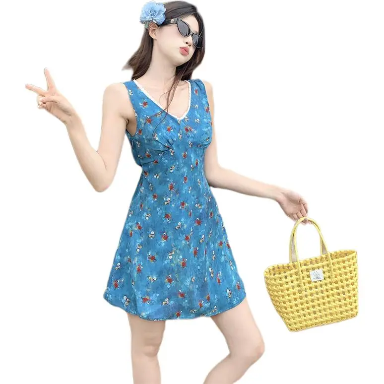 Mu Xiao Xin Slip Dresses Women's Blue-2