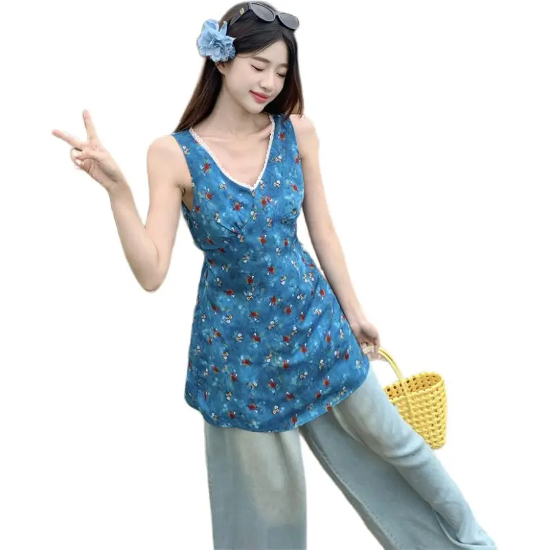 Mu Xiao Xin Slip Dresses Women's Blue-4