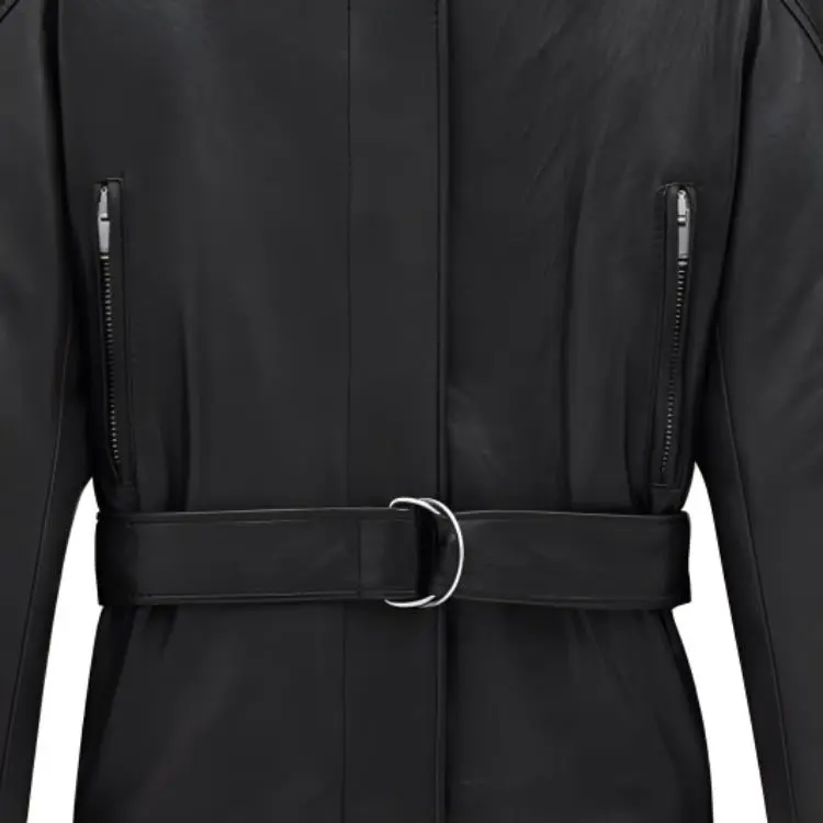 SAINT LAURENT High Neck Belted Short Jacket-2