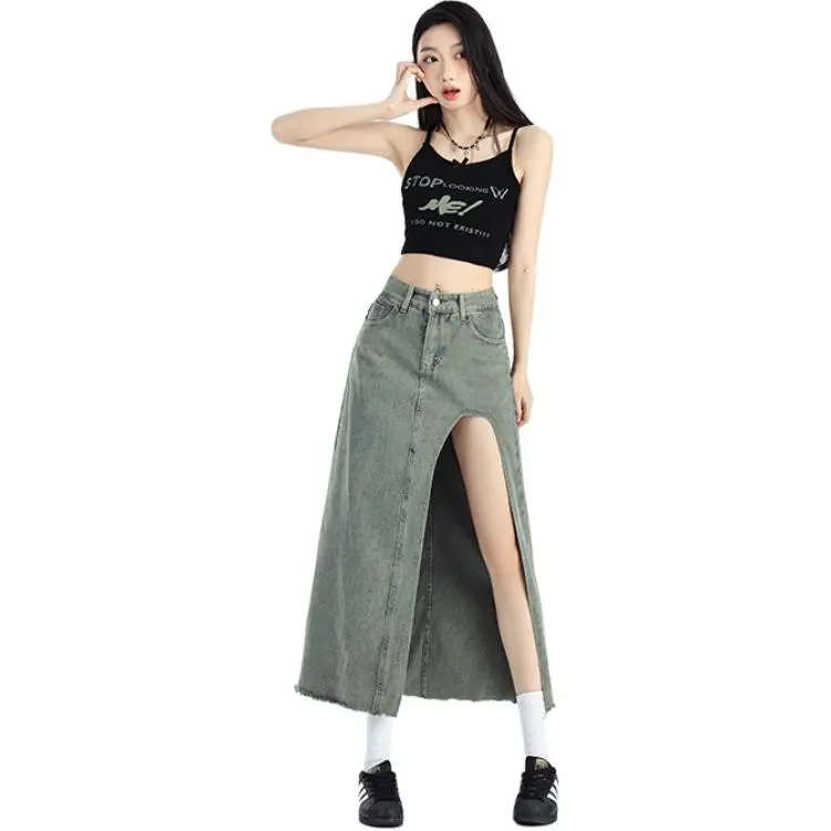 The New Age Family Denim Long Skirt Women's Vintage Blue-2