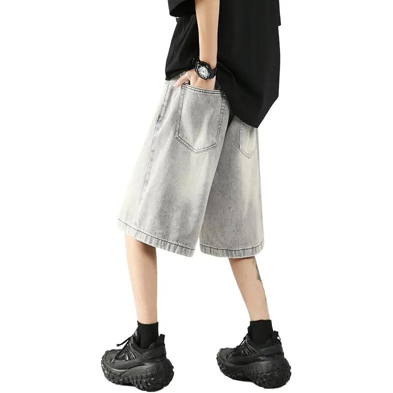 Dnnnnx Denim Shorts Unisex Gray-4