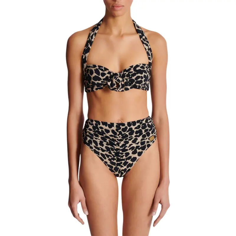 BALMAIN SS25 Two Piece Swimsuit Women's Leopard Print-1