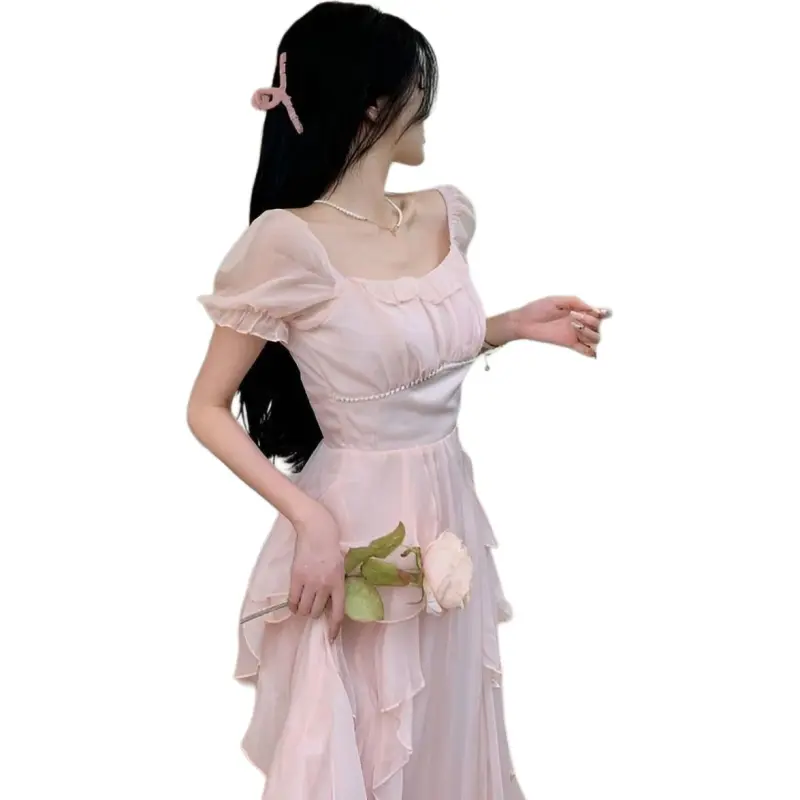 XIANSINIAO Summer Short Sleeved Dress Women's-3
