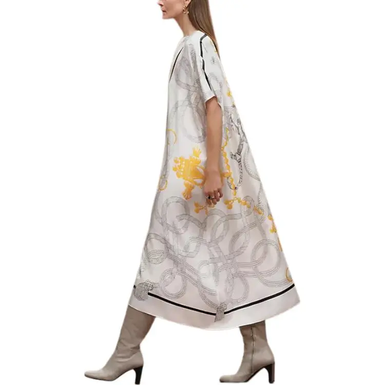 HERMES Short Sleeved Dress Women's White-2
