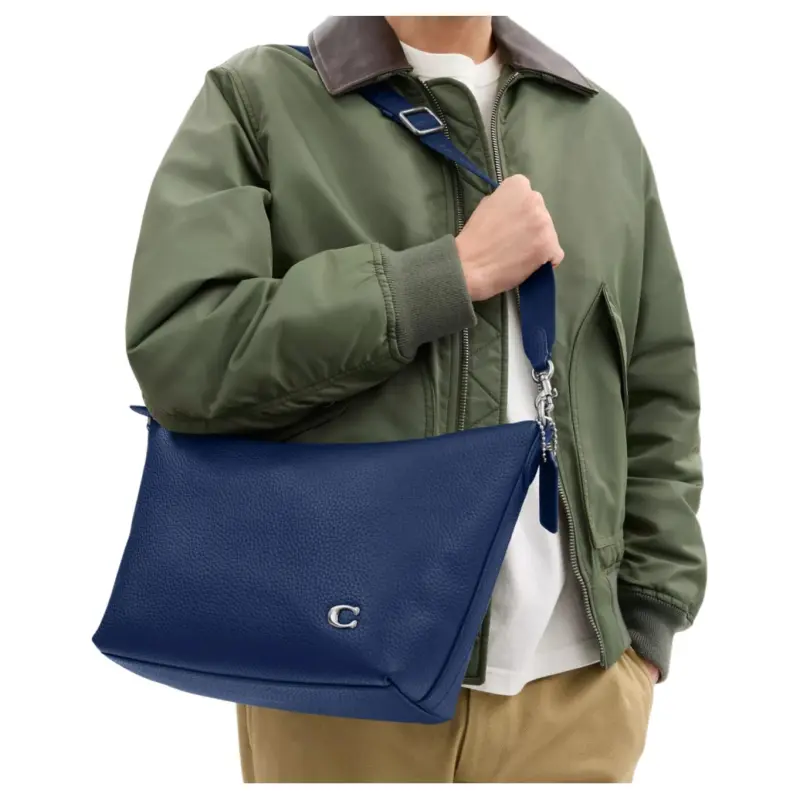 COACH Messenger Leather Messenger Bag, Crossbody Bag, Shoulder Bag Medium Size Men's Dark Blue-5