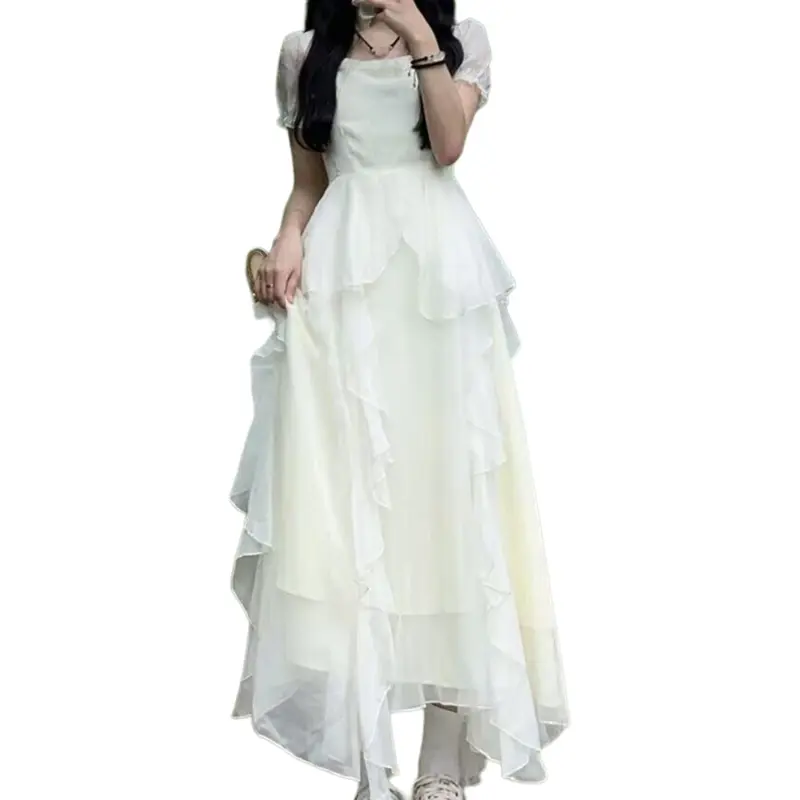 MADALLO Short Sleeved Dress Women's White-2
