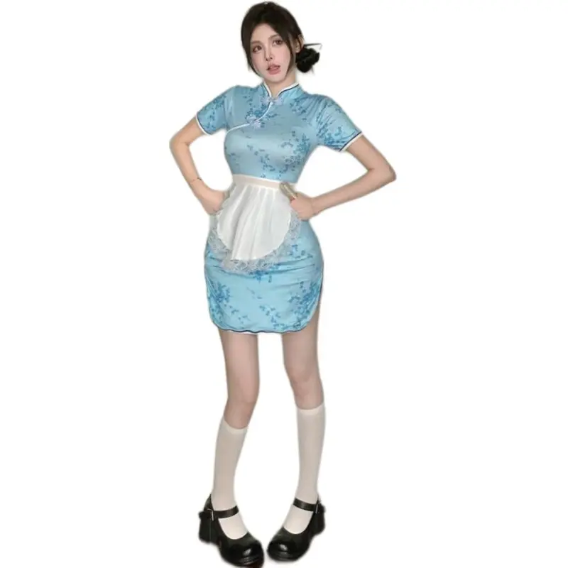 Garbege Cheongsam Women's Sky Blue-2