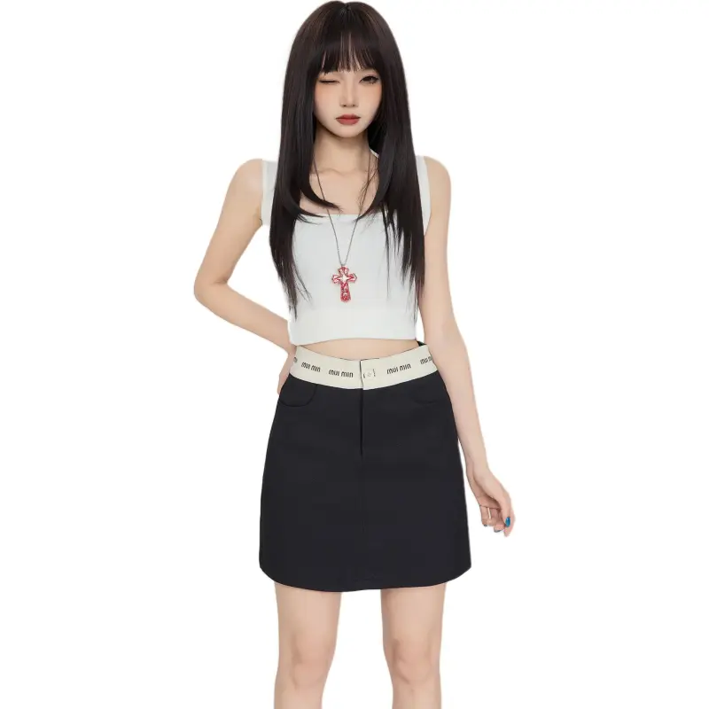 Kazakhstan Casual Short Skirts Women's Black-2