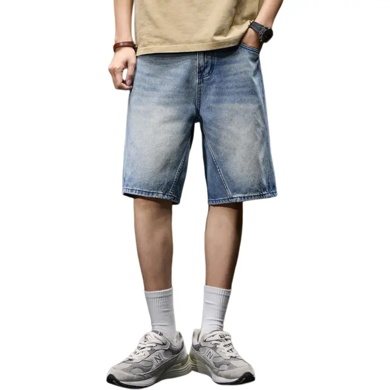 BUYDAUL Denim Shorts Men Blue-2