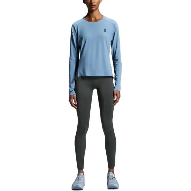 On Performance T Shirt Women's Light Gray Blue/Solar Black-1