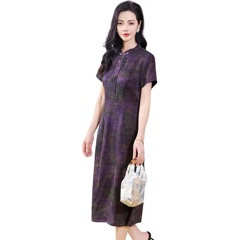 Yi Mengyuan Silk Short Sleeved Dress Women's-6