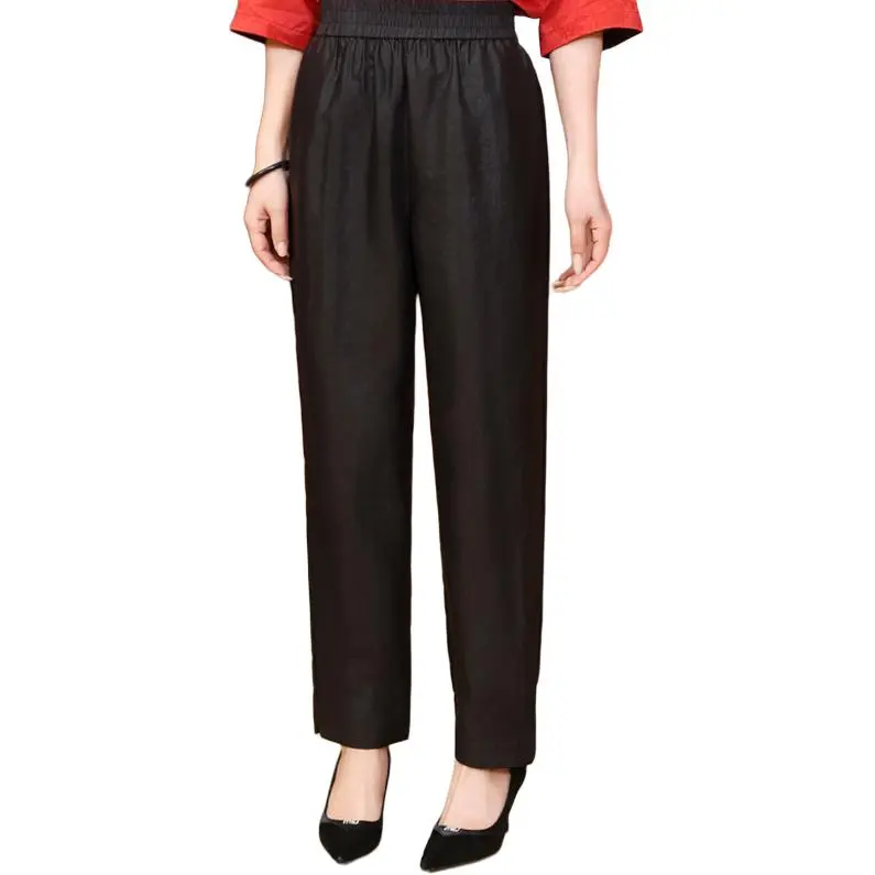 Yi Mengyuan Silk Casual Pants Women's Black-2