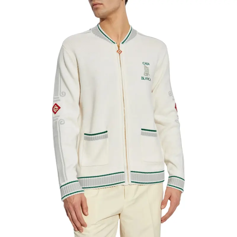 CASABLANCA Logo Patch Knitted Cardigan-1