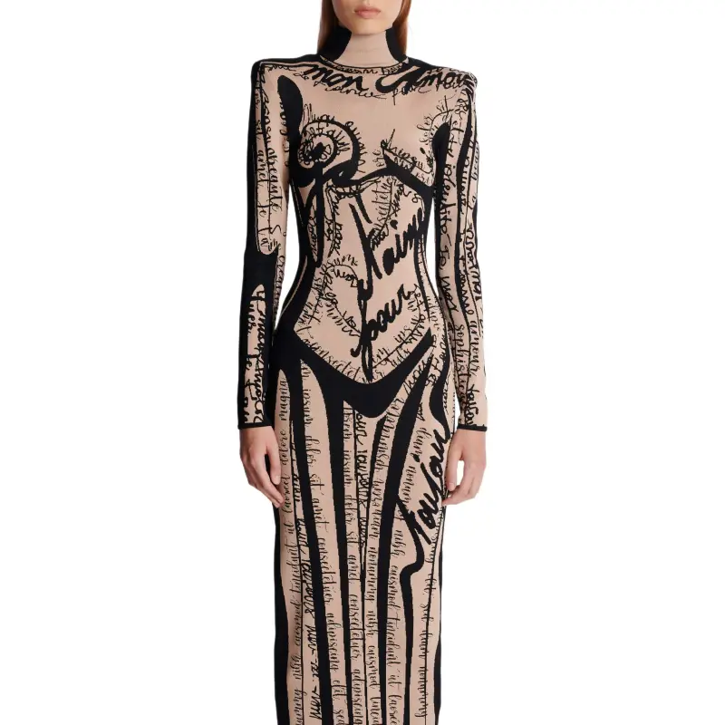 BALMAIN Logo embroidered Maxi Dress-4