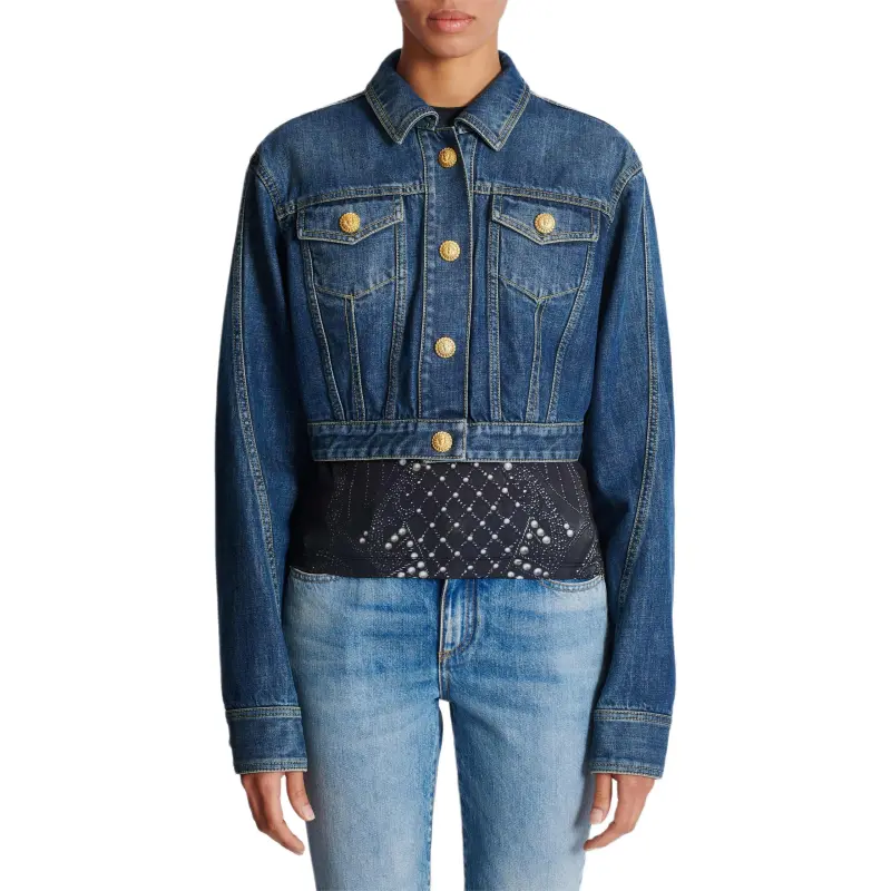 BALMAIN Cropped Faded Denim Jacket-1