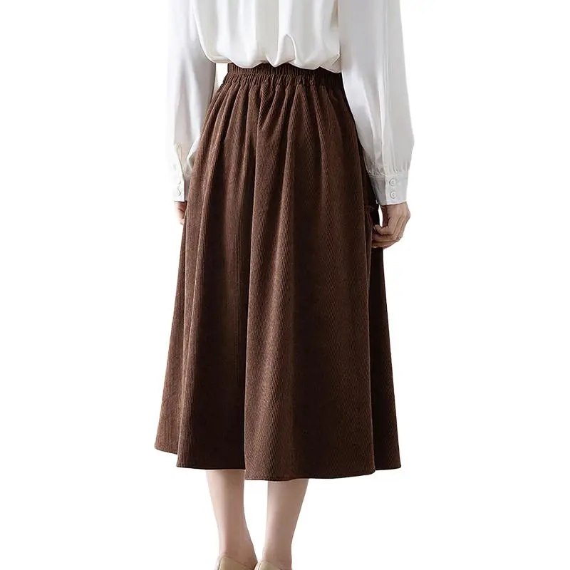 La Chapelle Casual Long Skirt Women's Coffee-2