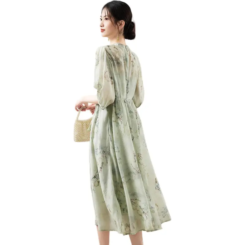 XINFEIYU Short Sleeved Dresses Women's Green-1