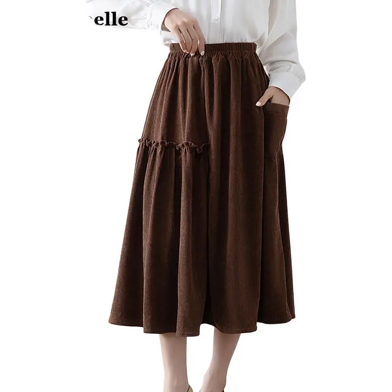 La Chapelle Casual Long Skirt Women's Coffee-1