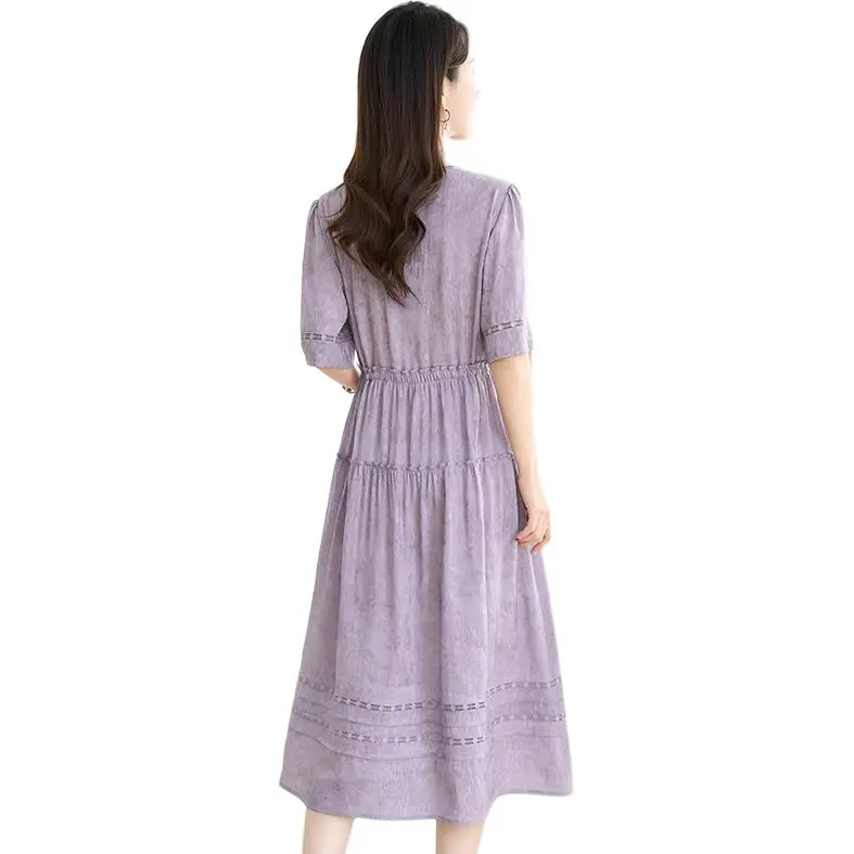 Yi Mengyuan Silk Short Sleeved Dress Women's-9