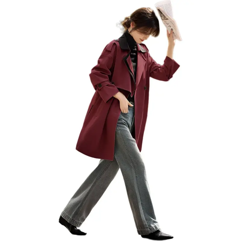 XWI Trench Coats Women's Maroon-3