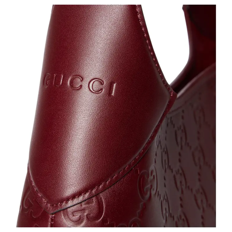 GUCCI Leather Shoulder Bag Small Size Women's Red-6