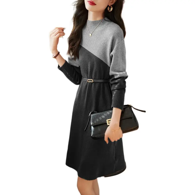 Mo Han Yi Mei Long Sleeved Dresses Women's Gray-1