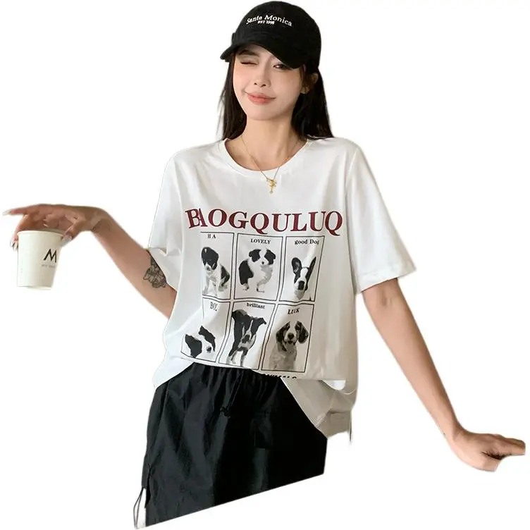 Mu Xiao Xin T Shirt Women's Pure White 6 Pack Puppy T Shirt-2